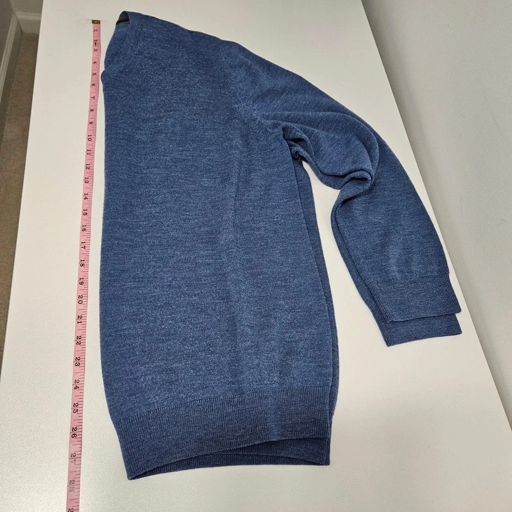 Banana Republic Mens 100% Merino Wool Sweater V-Neck Grandpa Knit XXL Blue